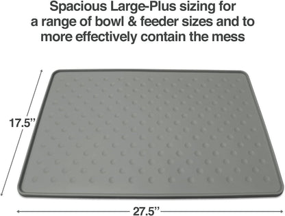 Petfusion Toughgrip Large plus Dog Food Mat [Just the Right Size before Getting Too Big @ 27.5 X 17.5]. Waterproof, Extra Tough FDA Grade Silicone, Grey2