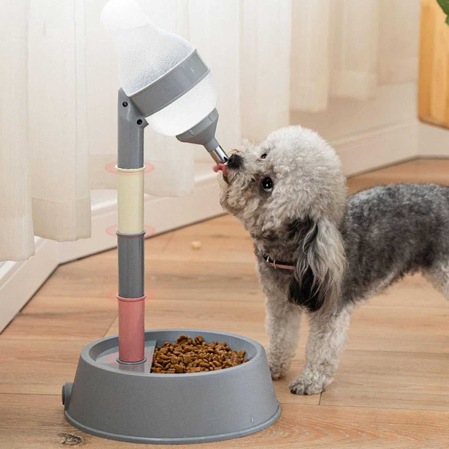 pet-standing-water-dispenser-adjustable-height-automatic-dog-water-bottle-with-no-drip-stainless-steel-ball-valve-2-in-1-feeding-station-with-base-bowl-for-small-medium-dogs-cats-deep-gray-bottom