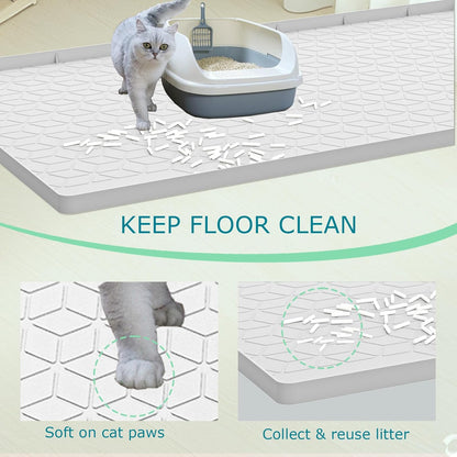 Cat Litter Mat for Litter Box, Silicone Large Cat Litter Trapping Mat - 40X28 In, Waterproof & Non-Slip, Durable & Easy Clean, Light Gray2