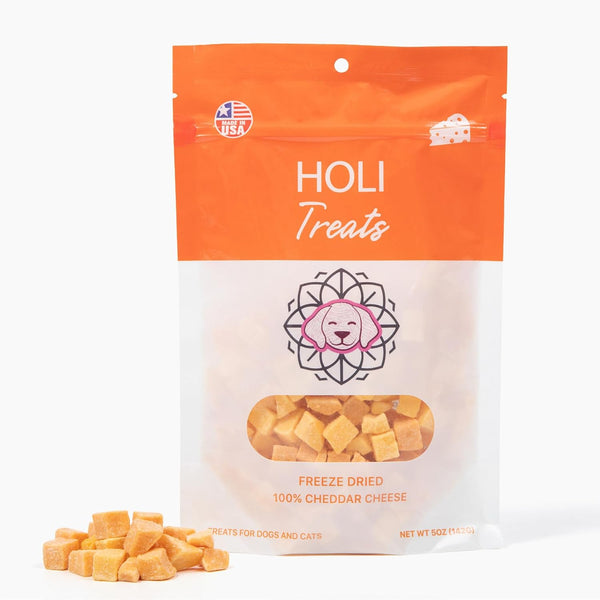 HOLI Freeze Dried Cheddar Cheese Dog Treats - 100% All Natural - Human Grade, Single Ingredient, Lactose Free - Grain Free, Gluten Free, Soy Free – (5 Ounce)1