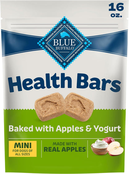 Blue Buffalo Mini Health Bars Apples & Yogurt Crunchy Dog Biscuits, Bite-Sized for Training, Oven-Baked with Real Apples & Natural Ingredients, Healthy Dog Treats, 16 Oz.1