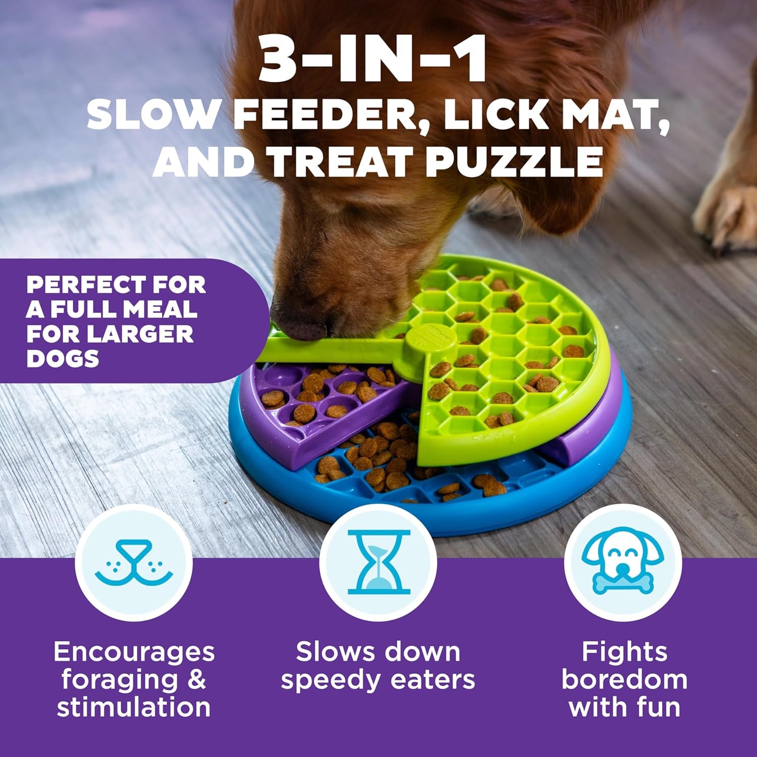 outward-hound-by-nina-ottosson-lickin-layers-3-in-1-interactive-dog-feeder-puzzle-lick-mat-slow-feeder-bowl-mental-stimulation-toy-for-medium-large-dogs-2-cup-capacity-10-4-in-x-2-8-in