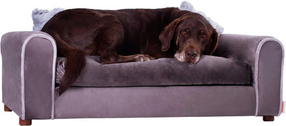 Moots Furry Pet Lounge, Pet Bed with 2 Pillows, Deluxe Sofa for Dogs, Easy to Coordinate, Stylish and Cleanable Dog Sofa, Couch - Charcoal, Large1