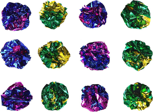 CHIWAVA 45PCS 1.6'' Mylar Cat Toy Ball Kitten Shiny Crinkle Crackle Balls | Interactive Indoor Lightweight Play Activity Chase Toys, Assorted Color9