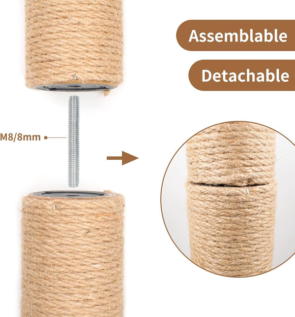 4PCS 12 Inch Cat Scratching Post with Natural Sisal Rope Cat Scratch Pole Scratching Tree Scratching Posts for Indoor Replacement Part Accessories for DIY Cat Tower Hammock2
