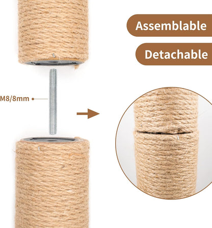 4PCS 10 Inch Scratching Post with Natural Sisal Rope - Cat Scratch Pole, Tree, and Posts for Indoor Cats - Replacement Part Accessories for DIY Tower and Hammock2