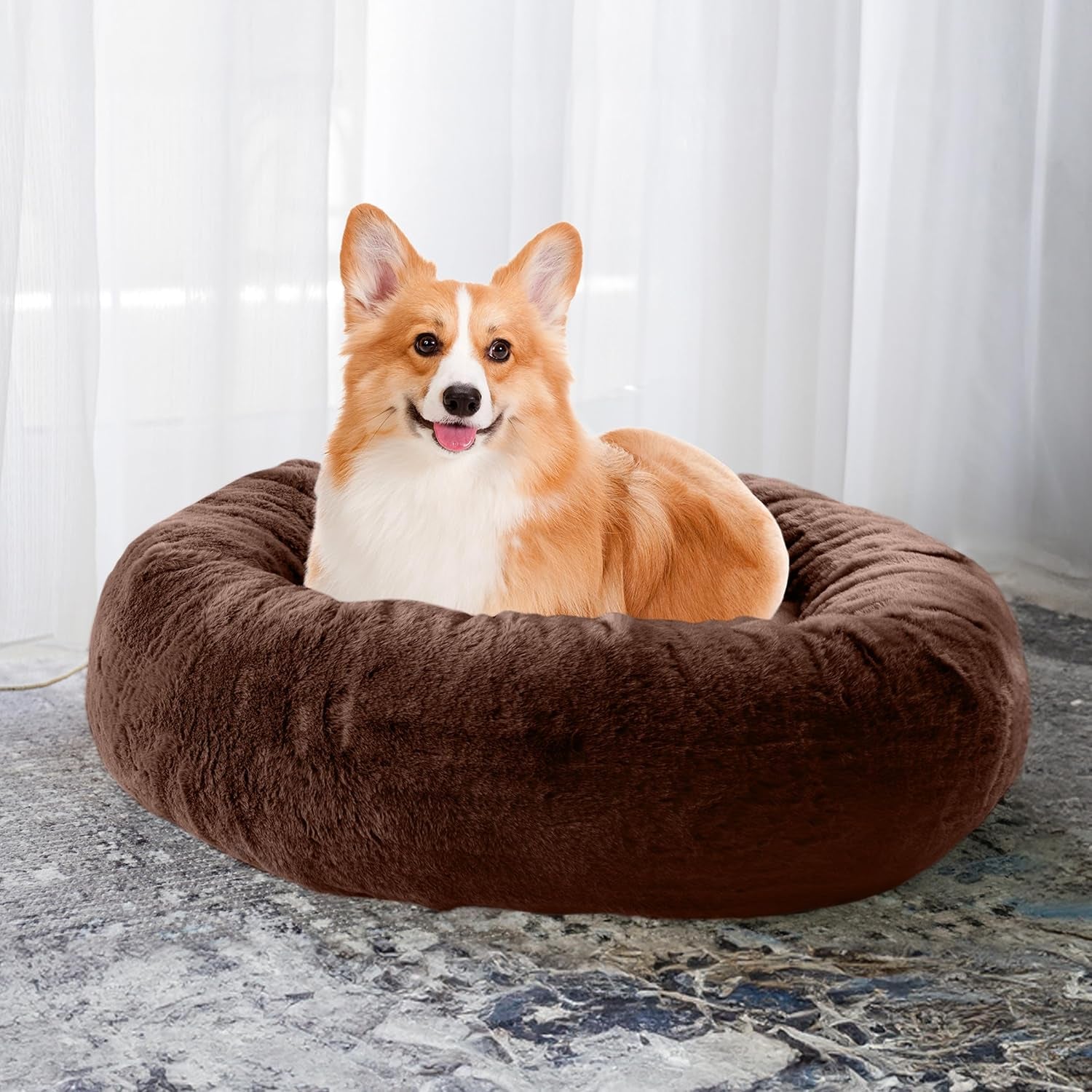 petmaker-dog-bed-donut-pet-bed-for-medium-pets-dog-bed-with-removable-washable-cover-and-anti-slip-bottom-puppy-essentials-dark-brown