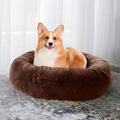 PETMAKER Dog Bed - Donut Pet Bed for Medium Pets - Dog Bed with Removable Washable Cover and Anti-Slip Bottom - Puppy Essentials (Dark Brown)2