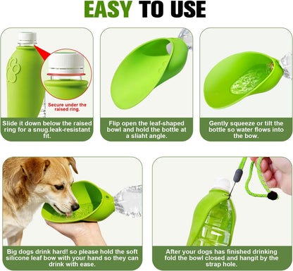 2Pcs Portable Dog Water Bottle Attachment, Slip-On Pet Water Bowl for Walks | Silicone Dog Drink Dispenser, Fits Openings 26Mm+ Water Bottles, Ideal for Daily Hiking & Travel, Quick Rinse & Easy Setup5
