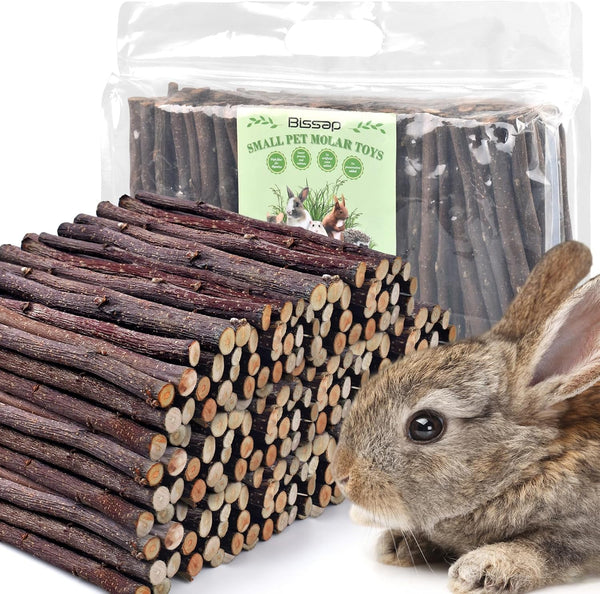 Bissap Apple Sticks for Rabbits, Natural Bunny Chew Toys and Treats for Chinchilla Guinea Pig Hamster Gerbil Small Animals Pet Apple Wood Stick Toys Teeth Grinding (230G/8.1Oz)9