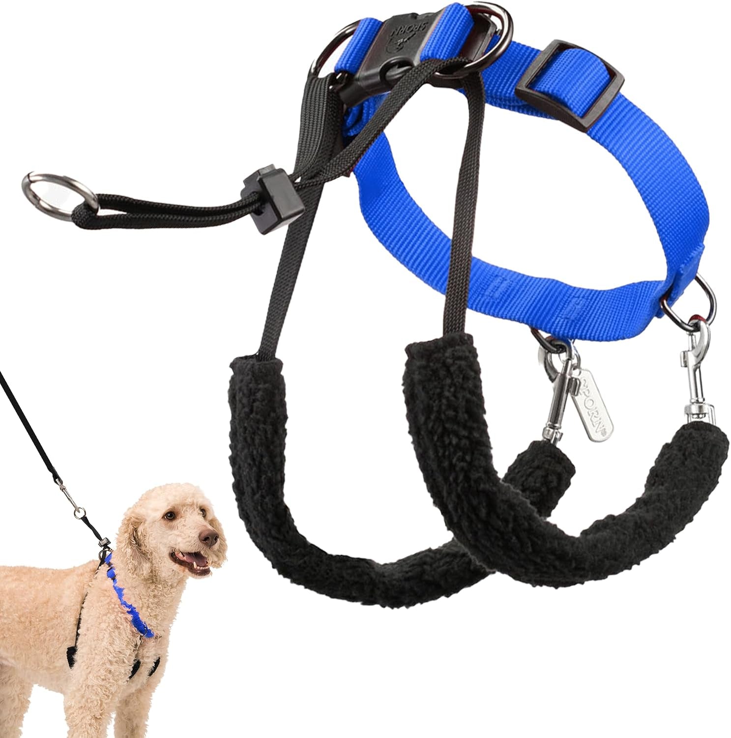 sporn-head-halter-for-dogs-no-pull-dog-harness-durable-nylon-training-collar-for-large-breeds-no-choke-design-padded-restraints-adjustable-fit-easy-on-off-black-large