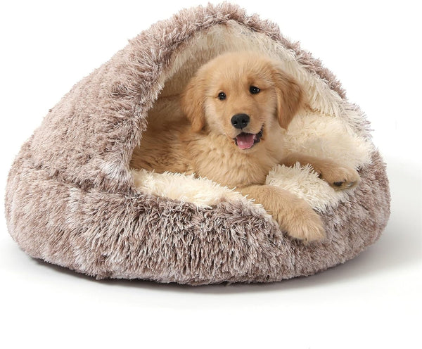 NOYAL round Hooded Donut Dog Bed for Small & Medium Pets - Plush Fluffy Anti-Anxiety Cat Cave Bed with Cover24