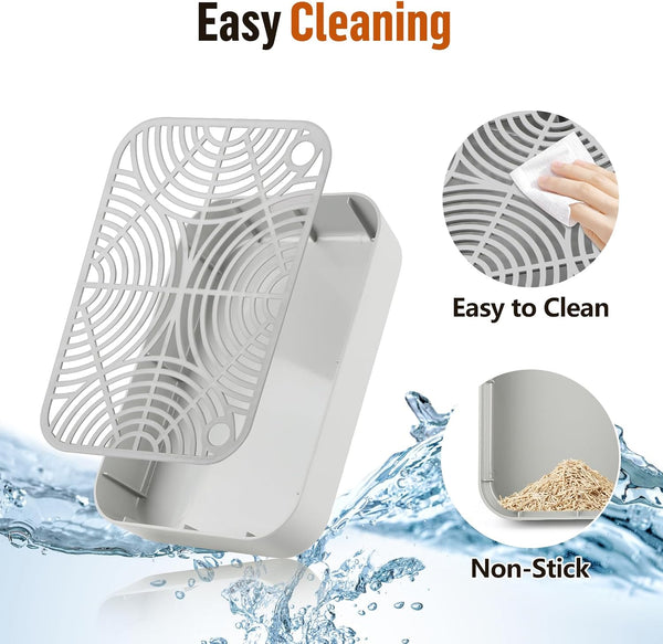 Cat Litter Box Ramp, Litter Box Step Mat with Filter Function Cat Stair for Litter Box, Easy to Clean, 11.8''X 8.2''X 2'' Cats Pedal Step Stool Ideal for Kitten & Elderly Cats (Light Grey)5