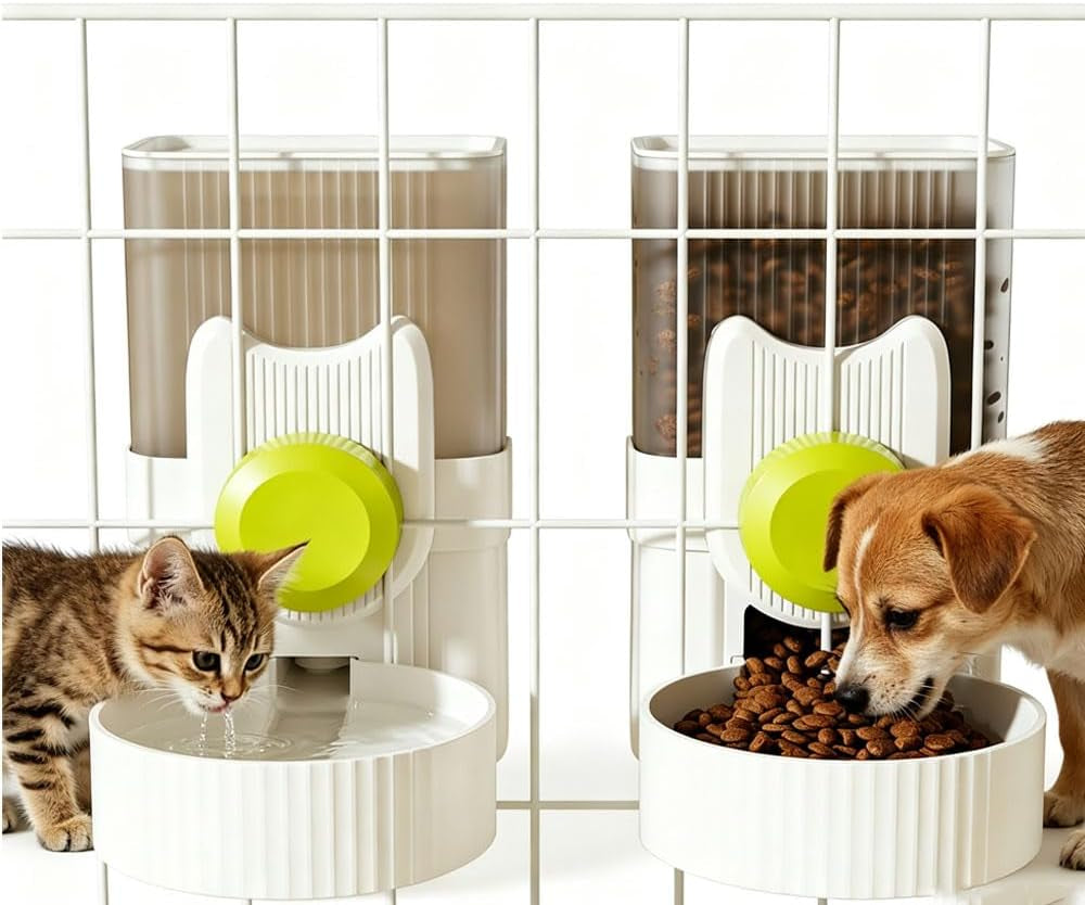 pet-dog-cat-hanging-automatic-feeder-and-water-dispenser-set-2-in-1-gravity-pet-food-water-bowl-for-cage-no-spill-small-dog-rabbit-food-dispenser-green