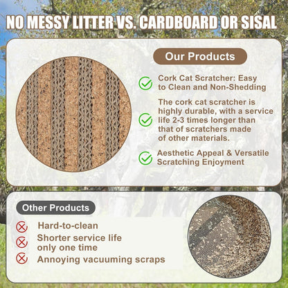 Natural Cork-Cat Scratch Pad-Cat Scratch Mat Rug-Avoid Cat Couch Protector-Cat Scratch Furniture Protector for Post/Sofa/Floor-Indoor Wall Scratchers-Cat Scratching Carpets-Stretching-Kitty Gifts3