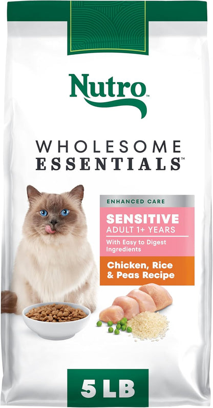 Nutro Wholesome Essentials Sensitive Stomach Dry Cat Food, Chicken, 5 Lb | Real Chicken #1 Ingredient, Easily Digestible, Omega-6 for Skin & Coat, No Corn, Wheat, Soy, No Artificial Additives1