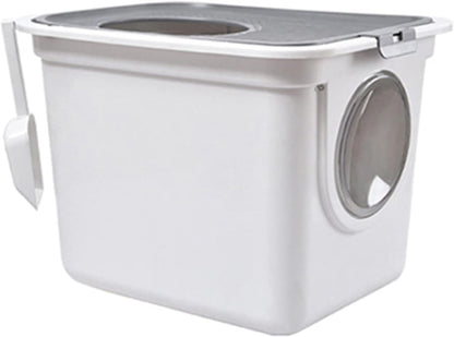 Dog Potty Training Toilet ﻿ Large Closed Cat Litter Box Pan Double Door Design Potty Top Entry Type Anti-Splashing Supplies with Pet Plastic Scoop(B)7