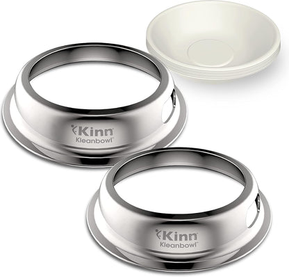 Kinn Kleanbowl Pet Bowl Stainless Steel Frame, 8 Oz (Pack of 1) | Compostable Refills, Spill-Proof Stable, Disposable, Easy Cleaning, No Plastic19
