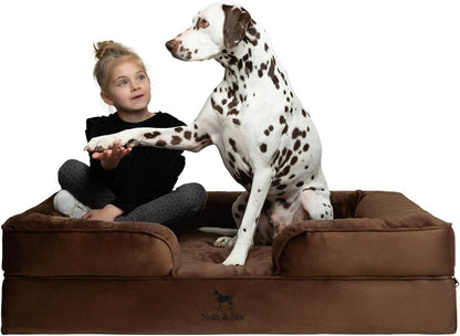 NOAH & PAW Large Dog Bed, 35X25X11 Inch, Orthopedic Dog Beds, Eggshell Memory Foam Infused with Cooling Gel, Inner Cover, Water Resistant, Machine Washable (Faux Leather)18