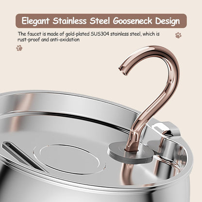 2.5L/84Oz Gooseneck Cat Water Fountain Stainless Steel Quiet | Kitty Spout Cat Fountain for Drinking, Pet Water Fountain for Cats Inside, Automatic Cats Water Dispenser, for Pets3