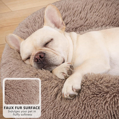 MIXJOY Orthopedic Dog Bed Comfortable Donut Cuddler round Pet Beds Ultra Soft Washable Dog and Cat Cushion (20''/23''/30'') (23'', Brown)3