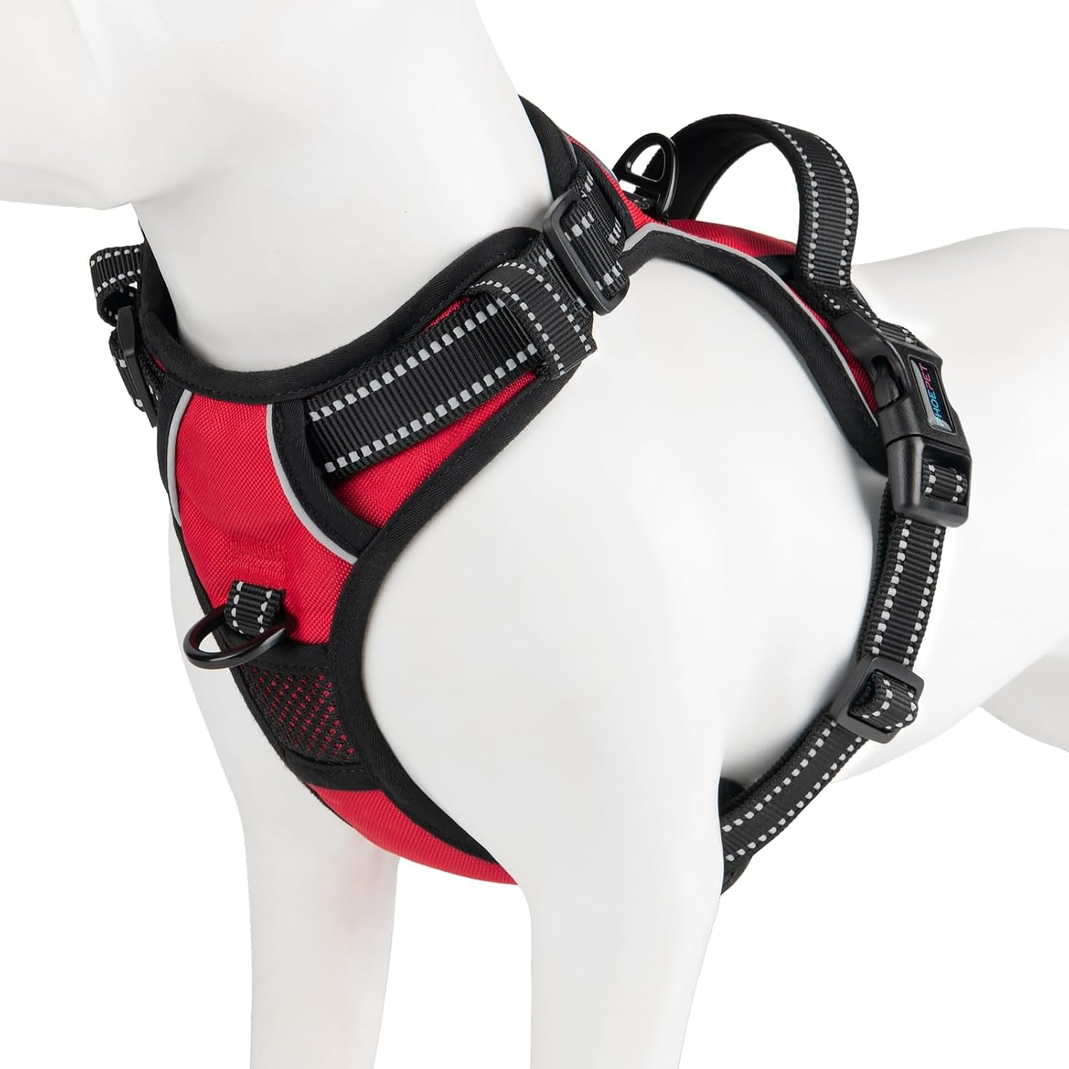 phoepet-no-pull-dog-harness-medium-reflective-front-clip-vest-with-handle-adjustable-2-metal-rings-2-bucklesm-grey