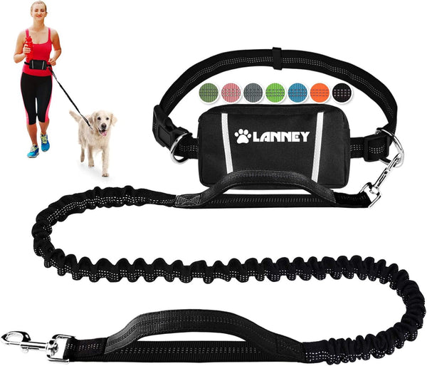 Hands Free Dog Leash, Waist Running Leash with Zipper, Walking Pouch for Medium Large Dogs, Dual Handle and Retractable Bungee for Training Jogging Hiking1