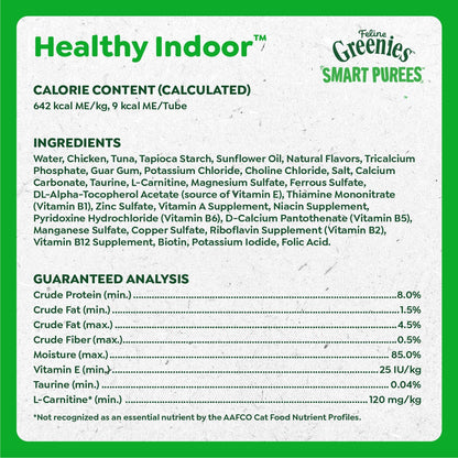 Greenies Feline Smart Purees Cat Treats, Indoor Chicken, 20 Count | Grain-Free, L-Carnitine for Metabolism, High Digestible Protein, No Carrageenan, Moisture-Rich, Nutritionally Complete6