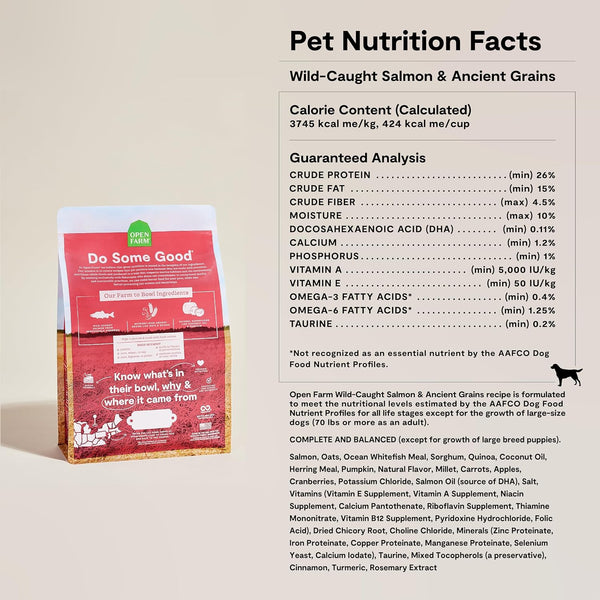 Open Farm Ancient Grains Dry Dog Food, Wild Caught Salmon Kibble, 22Lb Bag | All Life Stages, All Breed Sizes, Protein-Rich & Nutrient Dense, 100% Traceable Ingredients, Non-Gmo Fruits & Veggies.6