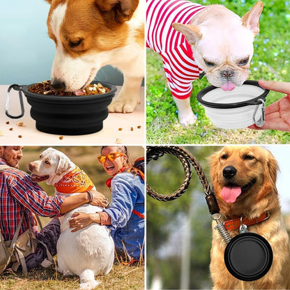 2 Pack Portable Collapsible Dog Bowl for Travel, 350Ml Foldable Water Dish for Dogs & Cats, Compact Feeding & Watering Bowl with 2 Carabiners, BPA Free – White5