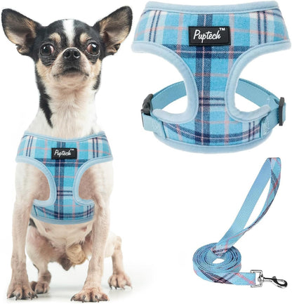PUPTECK Soft Mesh Dog Harness Small Sized and Leash Set Pet Puppy Cat Comfort Padded Vest No Pull Harnesses, Beige, S83