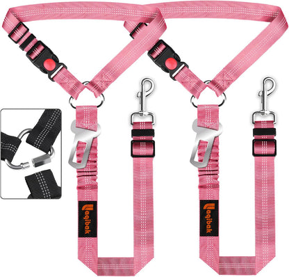 Removable Dog Seat Belt Harness for Car, 3 in 1 Pet Dog Car Seatbelt Leash, Retractable Restraint Secures to Vehicle Headrest & Adjustable Reflective Bungee Dog Seatbelt Tether, Blue and Black | Retractable Headrest-Mounted,Restraint & Adjustable Reflective Bungee Dog Seatbelt Tether,Blue and Black13