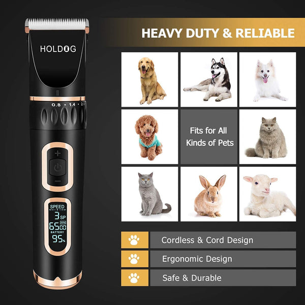 Dog Clippers Professional Heavy Duty Grooming Clipper 3-Speed Low Noise High Power Rechargeable Cordless Pet Tools for Small & Large Dogs Cats Pets with Thick Coats3