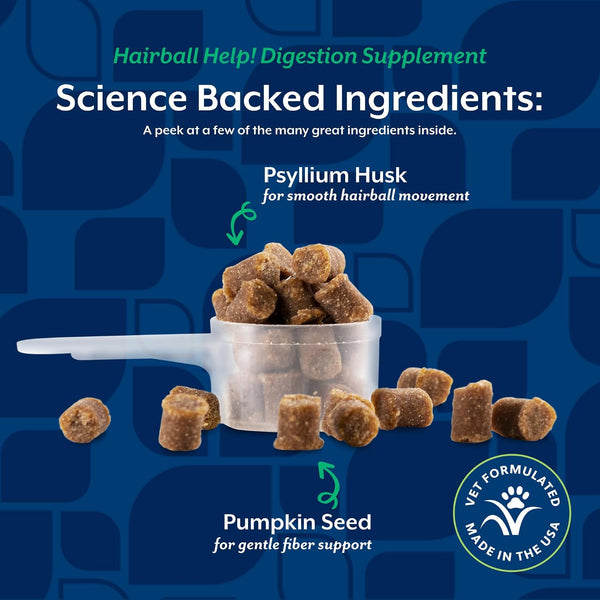 Naturvet Scoopables Hairball Aid for Cats - Helps Prevent & Eliminate Hairballs - Psyllium Husk & Pumpkin - Salmon Flavored Cat Health Supplement - Tastes like Treats & Prevents Hairballs | 5.5Oz Bag4
