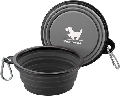 Collapsible Dog Bowls for Travel, 2-Pack Dog Portable Water Bowl for Dogs Cats Pet Foldable Feeding Watering Dish for Traveling Camping with Carabiners, BPA Free (Grey&Black, Small (Pack of 2))14