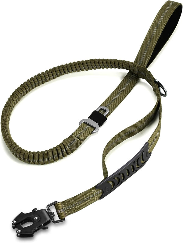 TINMARDA Heavy Duty Dog Leash with 2 Padded Handles & Advanced Easy Metal Clip, 4-6FT Shock Absorbing No Pull Dog Leashes for Medium Large Dogs That Pull (Army Green)1