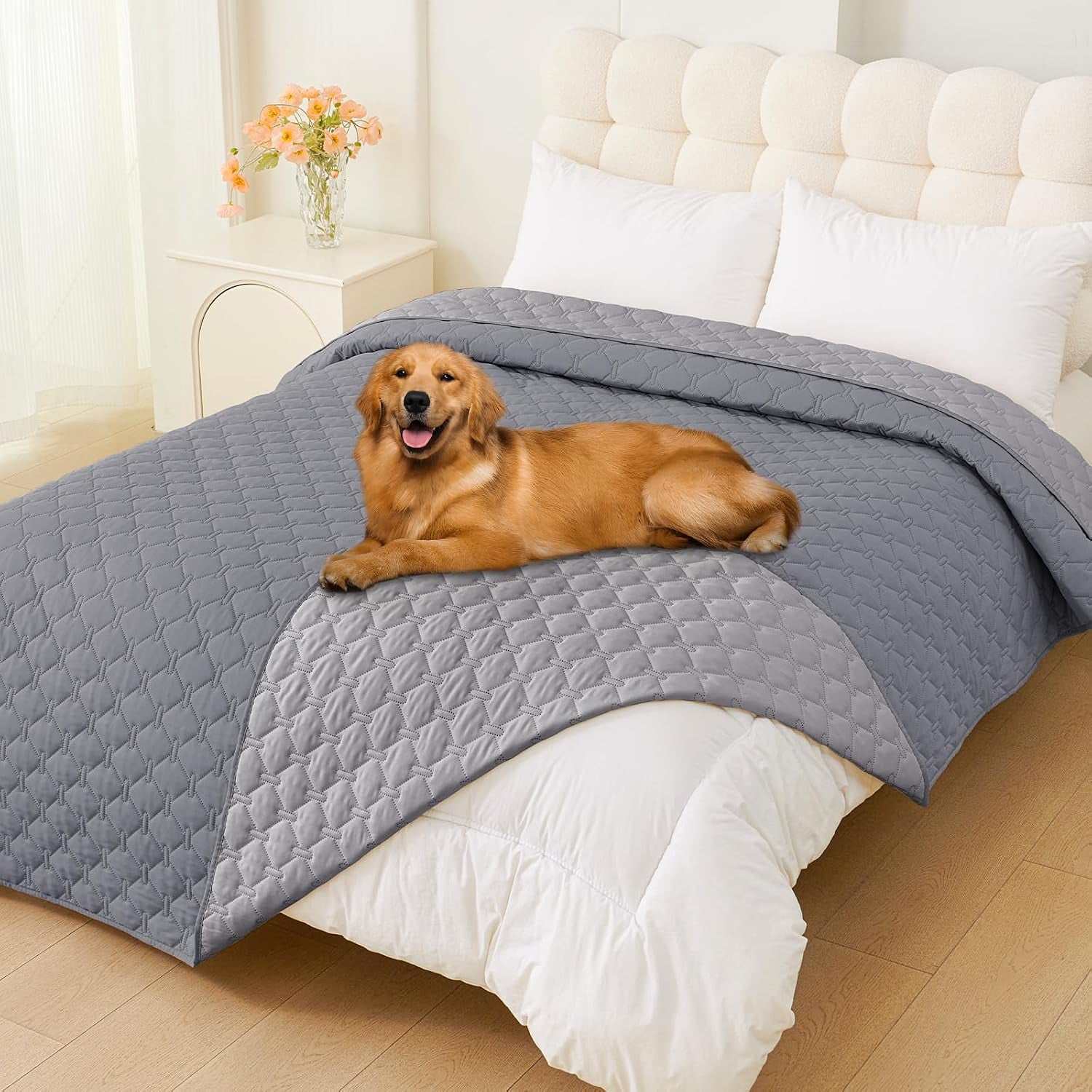 smiry-waterproof-dog-bed-cover-reversible-pet-blanket-for-sofa-couch-soft-washable-dog-blanket-leakproof-couch-cover-for-dogs-cats-furniture-protection-52x82-grey-dark-grey