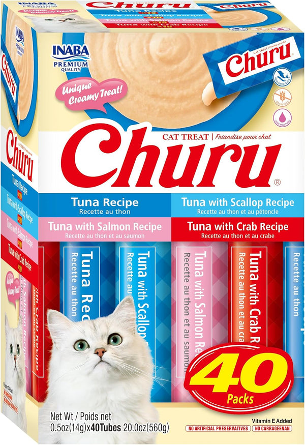 INABA Churu Cat Treats, Lickable, Squeezable Creamy Purée Cat Treat with Vitamin E, 0.5 Ounces Each Tube, 40 Tubes, Chicken Variety10