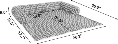 Orthopedic Dog Bed Mat for Large Dogs, Washable Sofa Protector Pet Bed with 3-Sided Bolster, Shredded Memory Foam & Plush Support, Non-Slip Bottom for Medium & Small Dogs (Grey)9