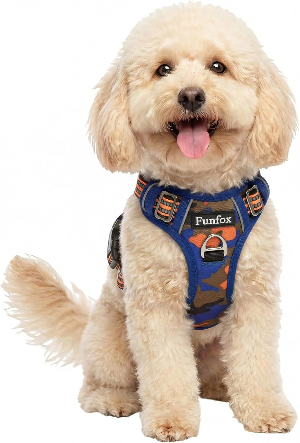 funfox-dog-harness-medium-sized-dog-vertical-handle-easy-control-no-pull-pet-vest-adjustable-with-2-leash-clips-soft-material-reflective-safe-night-walking-for-small-medium-large-breed-black-m