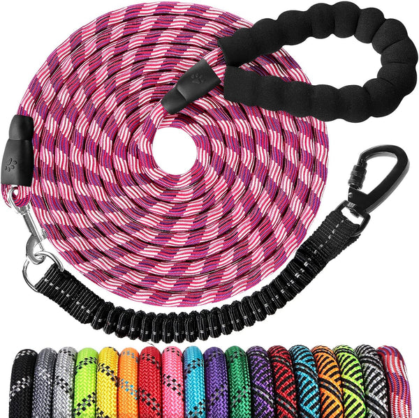 Long Dog Leash 15 FT: Heavy Duty Rope Leashes for Dogs Training with Swivel Lockable Hook Reflective Threads Bungee and Padded Handle - Dog Lead for Large Small Medium Dogs outside Walking Hiking29