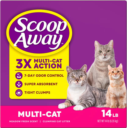 Scoop Away Multi Cat Litter with Meadow Fresh Scent, 14 Lb. Box (Package May Vary)14