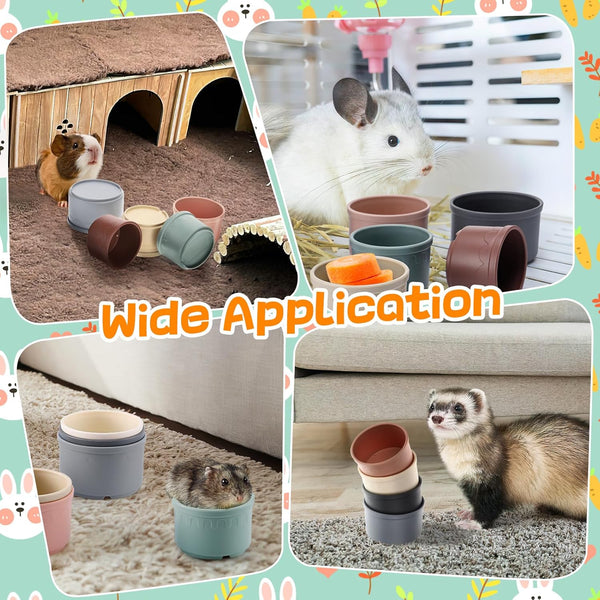8 Pcs Stacking Cups for Bunny, Multi-Colored Reusable Rabbits Bunny Toys | MEWTOGO, Hiding Food and Playing, Keeping Bunnies Busy, Safe Plastic, Nesting Toys for Guinea Pig Hamster Gifts, 8 Sizes4