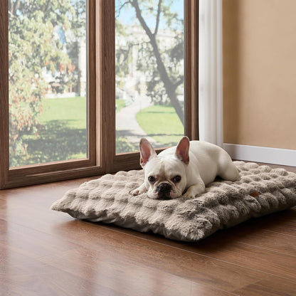 WDCOZY Fluffy Dog Crate Beds for Large Dog, Plush Faux Fur Kennel Pad with Removal Washable Cover, Soft Pet Mat for Sleeping & Ease Anxiety, Anti-Slip Bottom for Pet up to 90 Lbs, 41"X27", Beige9