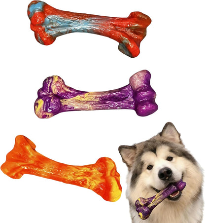 3-Pack Dog Chew Toys for Aggressive Chewers, Indestructible Bone | Tough Dog Toys for Medium Large Breed to Keep Them Busy,Dental Textured, Long Lasting,Beef Flavor1