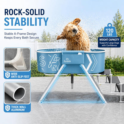 Furesh Foldable Dog Washing Station for Large Dogs with Stairs | Reinforced Aluminum Frame with Foldable Stairs for Safe, Elevated Bathing and Compact Storage.2
