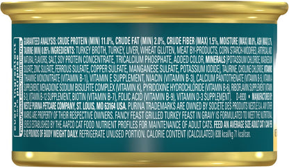 Purina Fancy Feast Grilled Wet Cat Food Turkey Feast in Wet Cat Food Gravy - (Pack of 24) 3 Oz. Cans10
