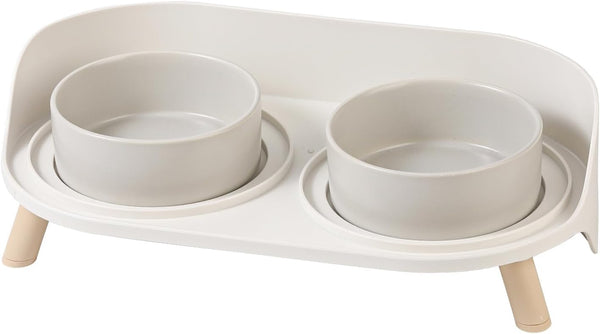 Elevated Ceramic Dog Bowl Set - Double Dog Feeding Bowls with Stand Splash Proof - Raised Dishes for Food and Water - Ideal for Small to Medium Dogs - 2 X 720 Ml - 11.3 Oz - White15