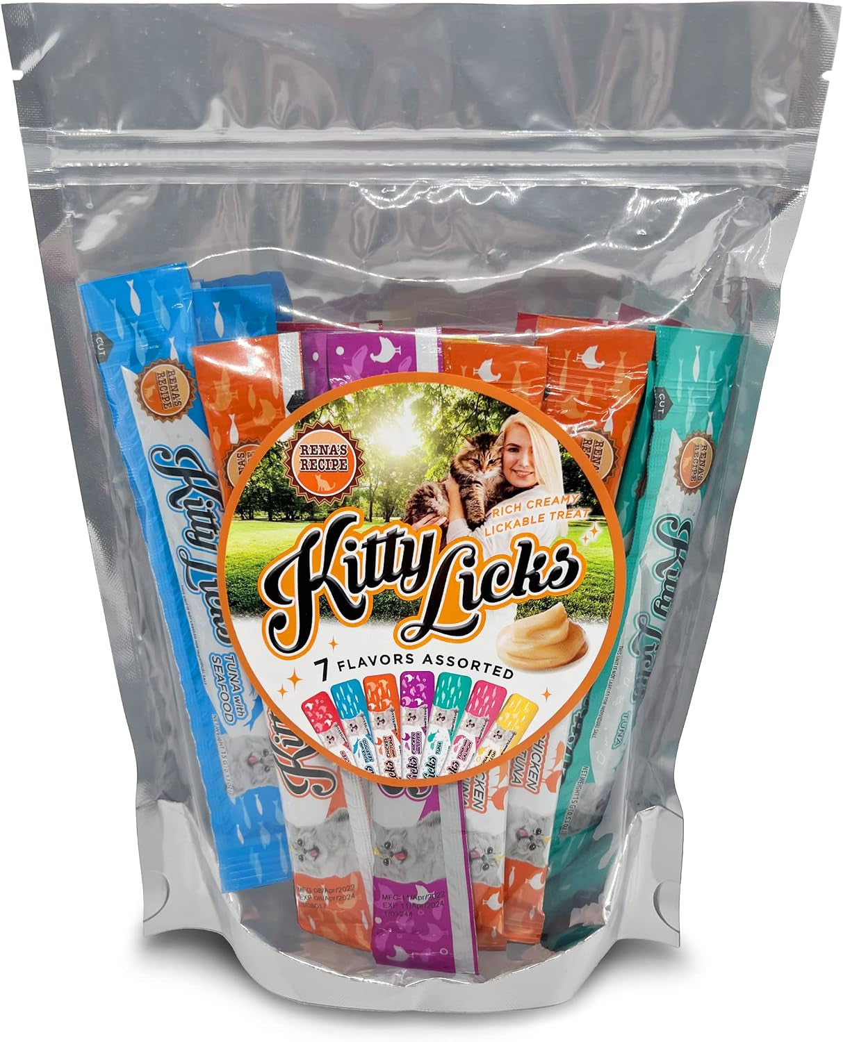 renas-recipe-kitty-licks-lickable-cat-treats-variety-pack-28-tubes-creamy-puree-cat-treats-in-7-delicious-flavors-including-tuna-and-chicken