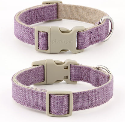 Plutus Pet Cotton Hemp Dog Collar and Leash Set, Adjustable Collar for Small, Medium, and Large Dogs, Heavy Duty and Soft on Skin, Lavender, S2